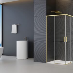 Dušas stūris Firenze Gold 90X90X195, stikls 6mm Easy Clean, profils matēts zelts