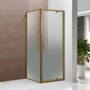 Dušas stūris Toskana Gold 90X90X195, stikls 6mm Easy Clean ar matētu dizainu, profils matēts zelts, labais izpildījums
