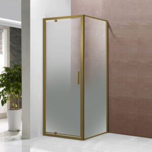 Dušas stūris Toskana Gold 90X90X195, stikls 6mm Easy Clean ar matētu dizainu, profils matēts zelts, kreisais izpildījums