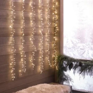 LED Ziemassvētku virtene - aizkari vara stieple, 3 × 3m, balts, 31V, IP44, 1200LED