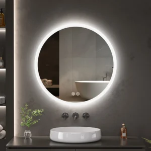 LED spogulis ar apsildes funkciju ETERNA, Ø 80 cm, 2700-6500K, 18W, 1980Lm, IP44