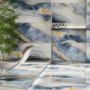 ar zelta kristāliem GOLDEN AZURE, 60 × 120 cm