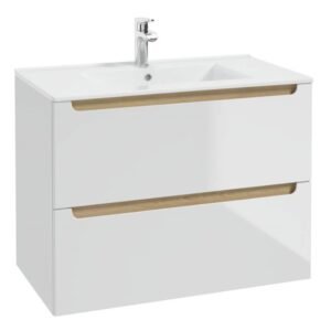 Vannas skapis STILLA Deftrans ar izlietni Plan 80cm balts+ozols